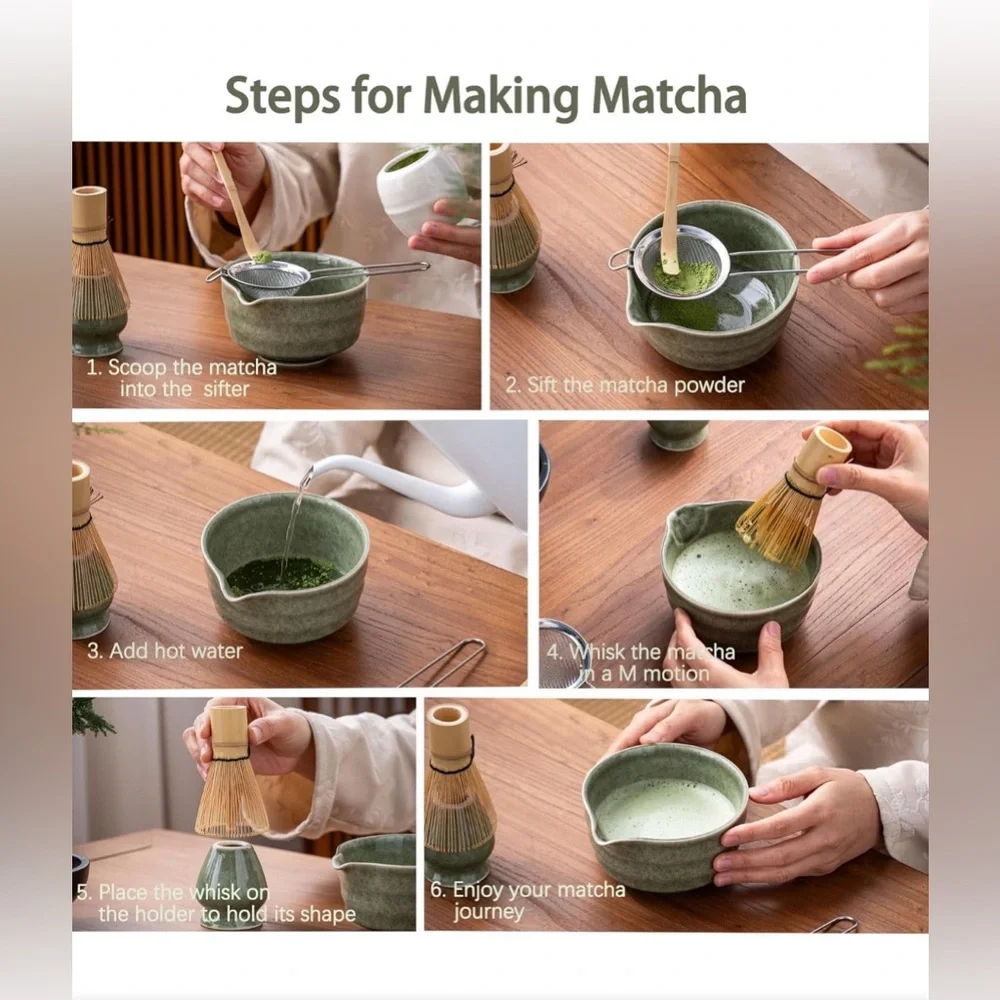 NEW 5 Pcs Jade Green Matcha Kit for Matcha Lover